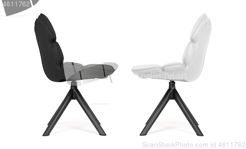 Image of Modern chairs made from suede and metal - Black and white