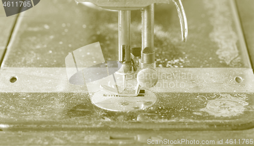 Image of Antique, vintage sewing machine close-up