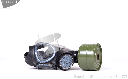 Image of Vintage gasmask isolated on white - Green filter