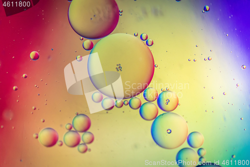 Image of Rainbow abstract defocused background picture made with oil, water and soap