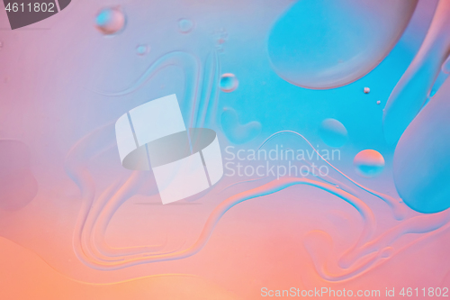 Image of Defocused pastel colored abstract background picture made with oil, water and soap