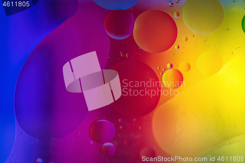 Image of Rainbow abstract defocused background picture made with oil, water and soap