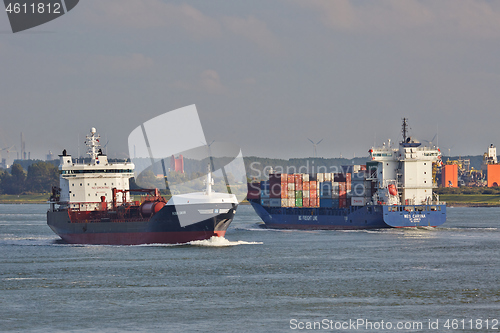 Image of Industrial ship leaving Rotterdam