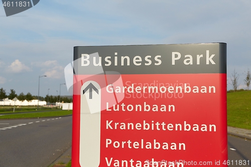 Image of Business park signboard near Rotterdam airport