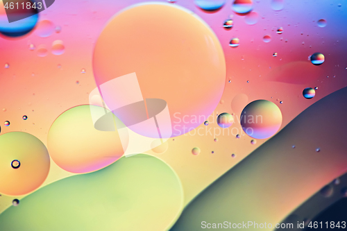 Image of Rainbow abstract defocused background picture made with oil, water and soap