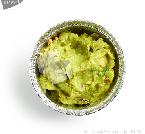 Image of guacamole in a foil dish