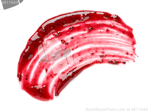 Image of blackcurrant jam on white background