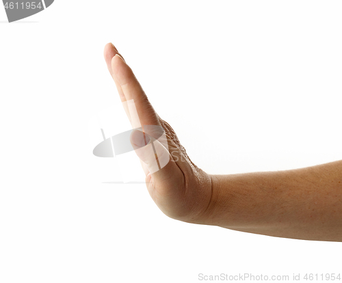 Image of human hand on white background