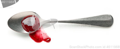 Image of blackcurrant jam on white background