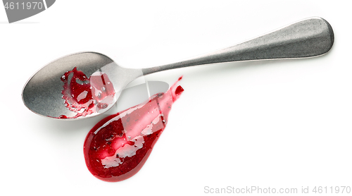 Image of blackcurrant jam on white background