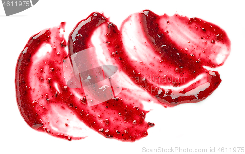 Image of blackcurrant jam on white background