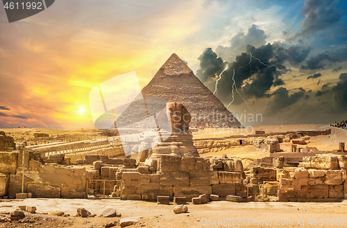 Image of Lightning over pyramid