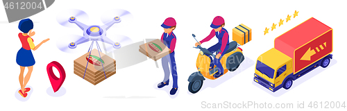 Image of online food order package delivery service