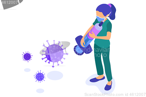 Image of nurse in mask with syringe stop coronavirus