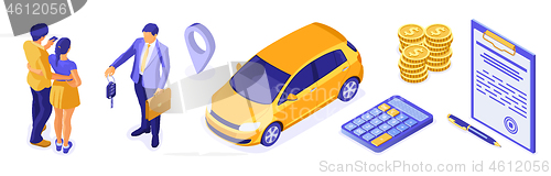 Image of Sale Insurance Rental Sharing Car Isometric