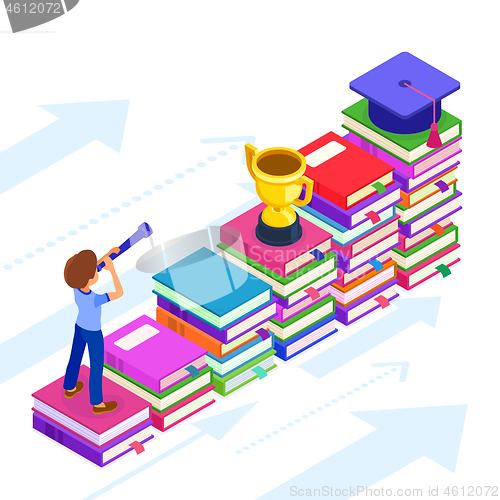 Image of isometric education graduate achievements