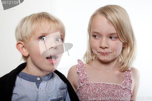 Image of Portrait of a brother and sister in studio