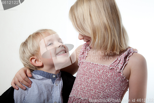 Image of Portrait of a brother and sister in studio