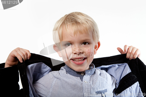 Image of Portrait of a scandinavian young boy in studio