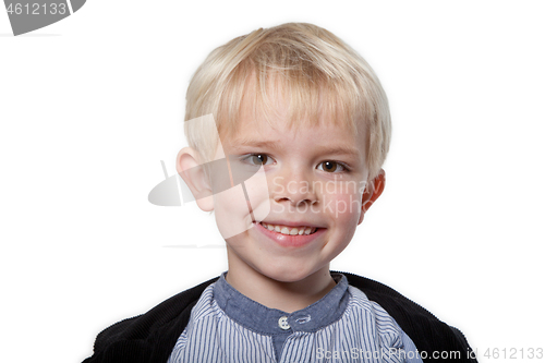 Image of Portrait of a scandinavian young boy in studio