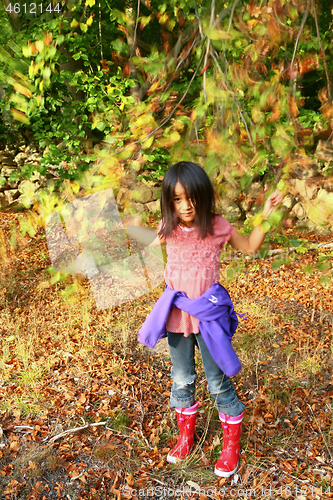 Image of Portrait of a young cute girl looking at the camera outdoor