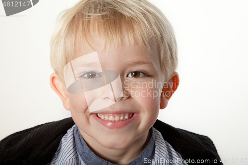 Image of Portrait of a scandinavian young boy in studio