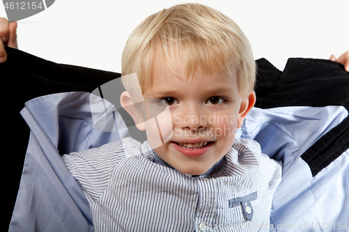 Image of Portrait of a scandinavian young boy in studio