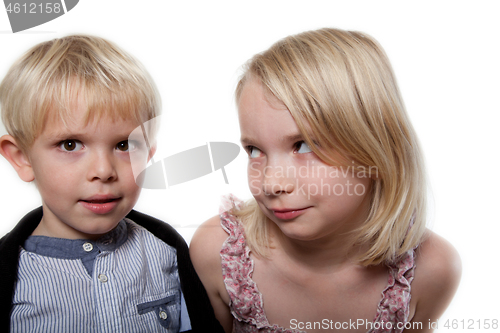 Image of Portrait of a brother and sister in studio