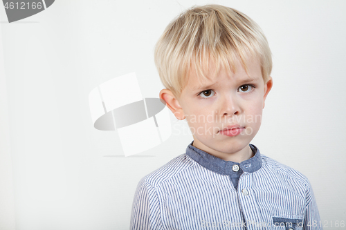 Image of Portrait of a scandinavian young boy in studio