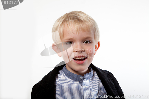 Image of Portrait of a scandinavian young boy in studio