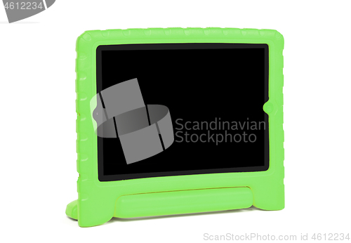 Image of Tablet in a bright cover, designed for children