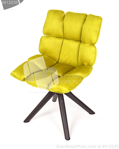 Image of Modern chair made from suede and metal - Yellow