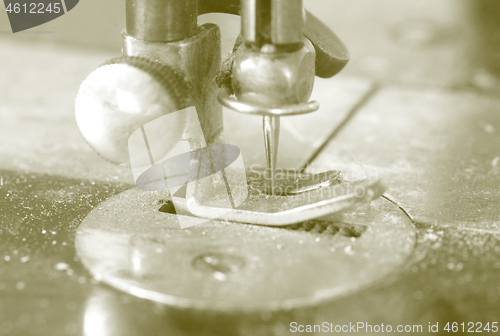 Image of Antique, vintage sewing machine close-up