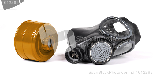 Image of Vintage gasmask isolated on white - Orange filter