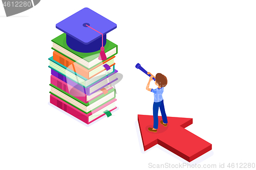 Image of isometric education graduate achievements