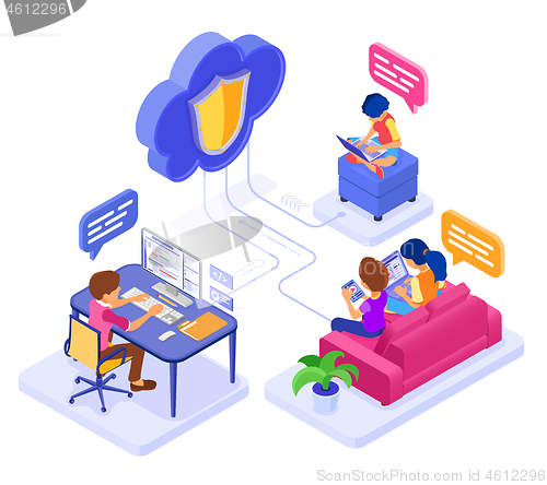 Image of online collaboration education cloud technology