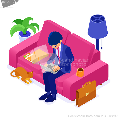 Image of businessman working remotely from home