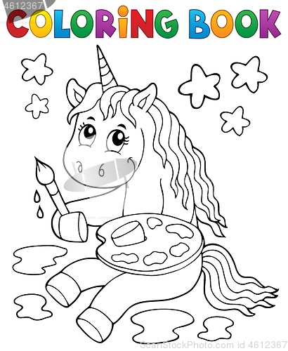 Image of Coloring book painting unicorn theme 1