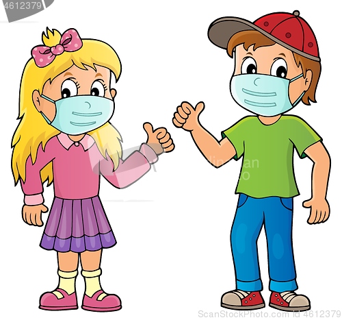 Image of Children in medical masks theme image 1