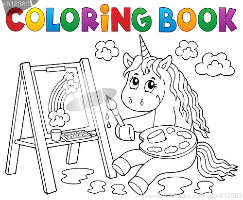 Image of Coloring book painting unicorn theme 2