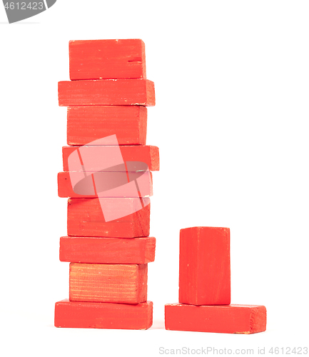 Image of Vintage red building blocks isolated on white