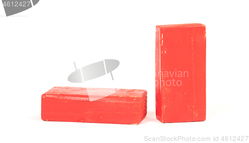 Image of Vintage red building blocks isolated on white