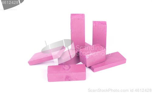 Image of Vintage pink building block isolated on white