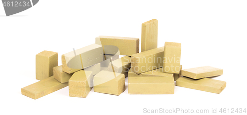 Image of Vintage green building blocks isolated on white