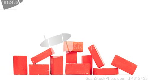 Image of Vintage red building blocks isolated on white