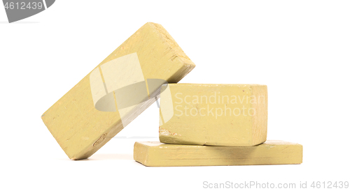 Image of Vintage green building blocks isolated on white