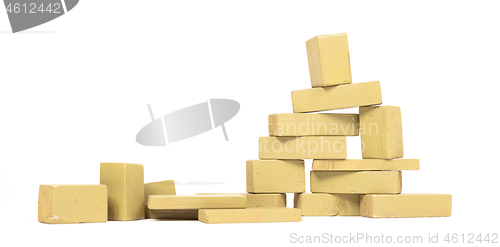 Image of Vintage green building blocks isolated on white