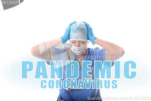 Image of Hospital nurse overwhelmed and stressed during COVID-19 pandemic