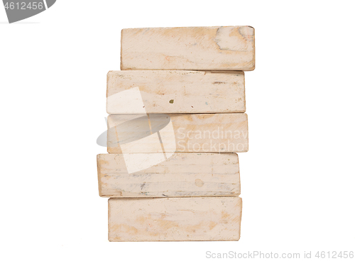 Image of Vintage white building blocks isolated on white