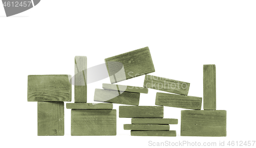 Image of Vintage green building blocks isolated on white